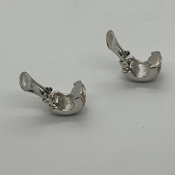 Christian Dior Vintage Clip-On Earrings With Rhinestones & Silver-Tone Metal - Picture 9 of 16